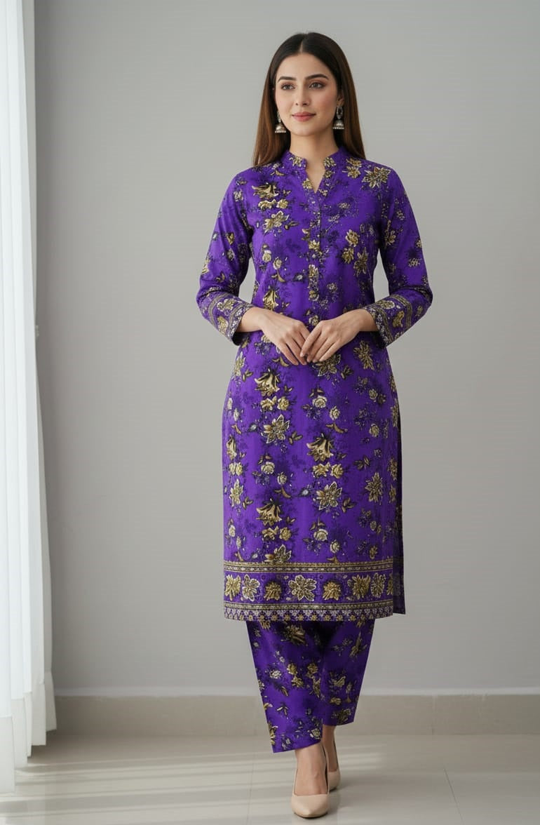 2 Pcs Unstitched Khaddar Ladies Suit 532