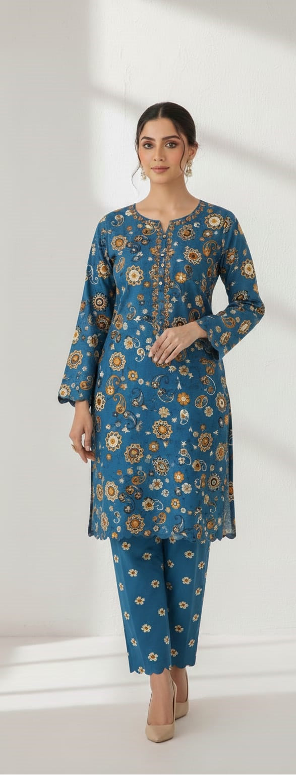 2 Pcs Unstitched Khaddar Ladies Suit 547