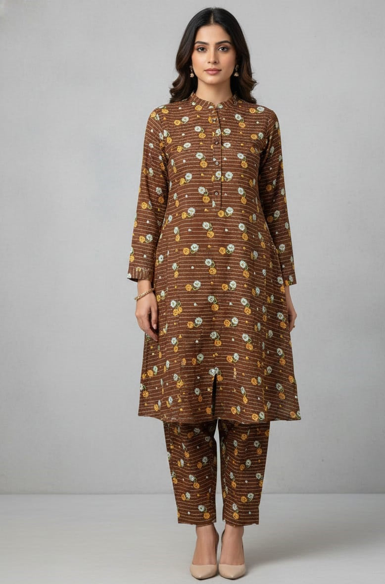 2 Pcs Unstitched Khaddar Ladies Suit 557